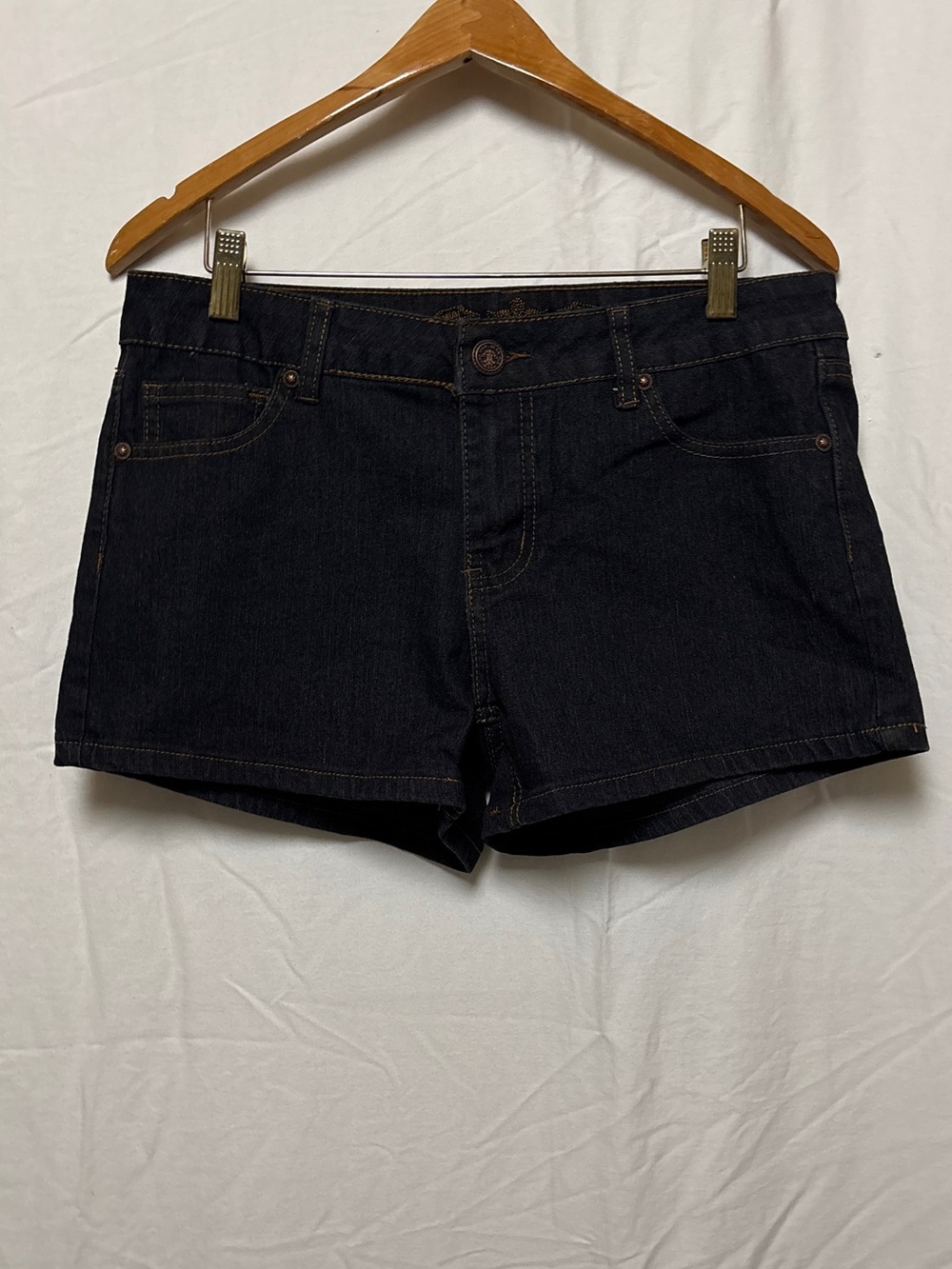 Wax Jean midrise denim shorts in dark wash
